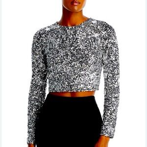 Forever 21 Glitter Sparkle Crop Top Black Gold